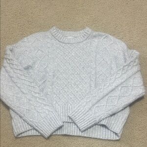Pink Rose Light Gray Cable Knit Sweater
